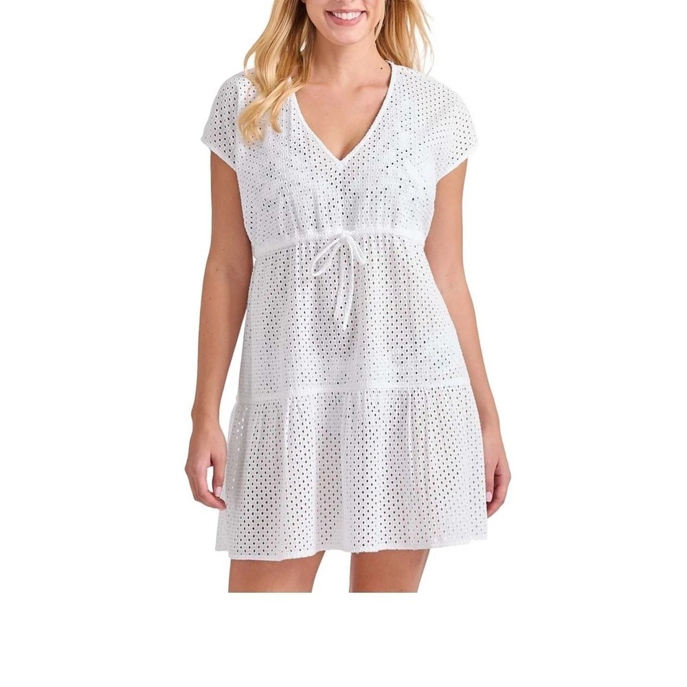 NEW Tommy Bahama Cover up Women's M White Eyelet Beachy Resortwear MSRP $100